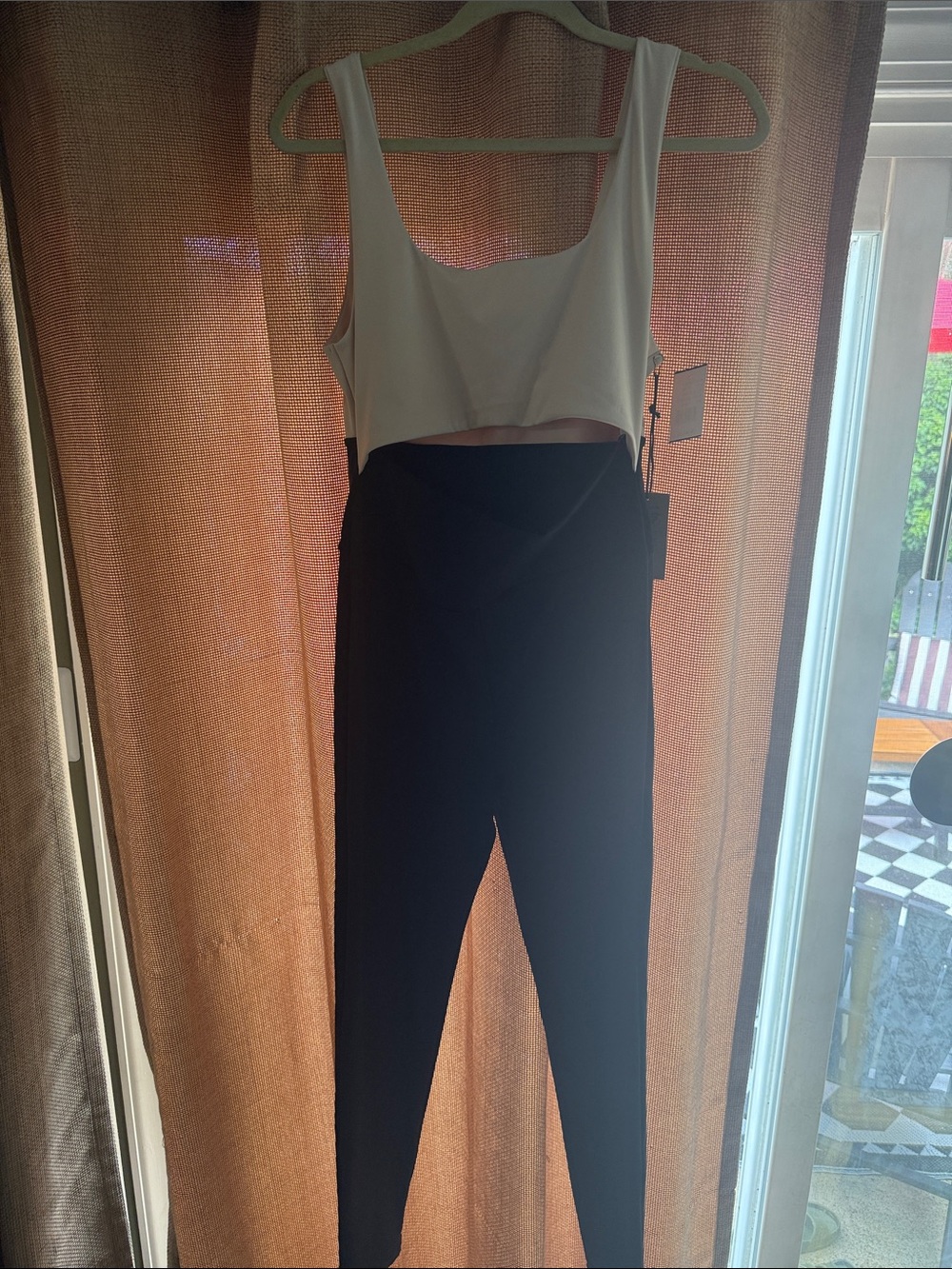 High-Waist Black Leggings with White Crop Tank